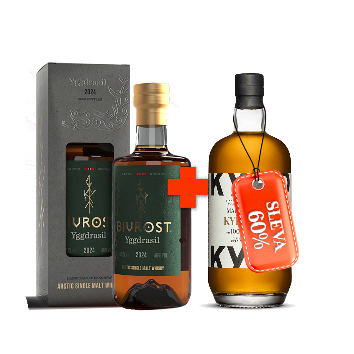 Arktická Bivrost Yggdrasil whisky 0,5l + Kyrö Rye Malt whisky 0,7l se slevou 60%