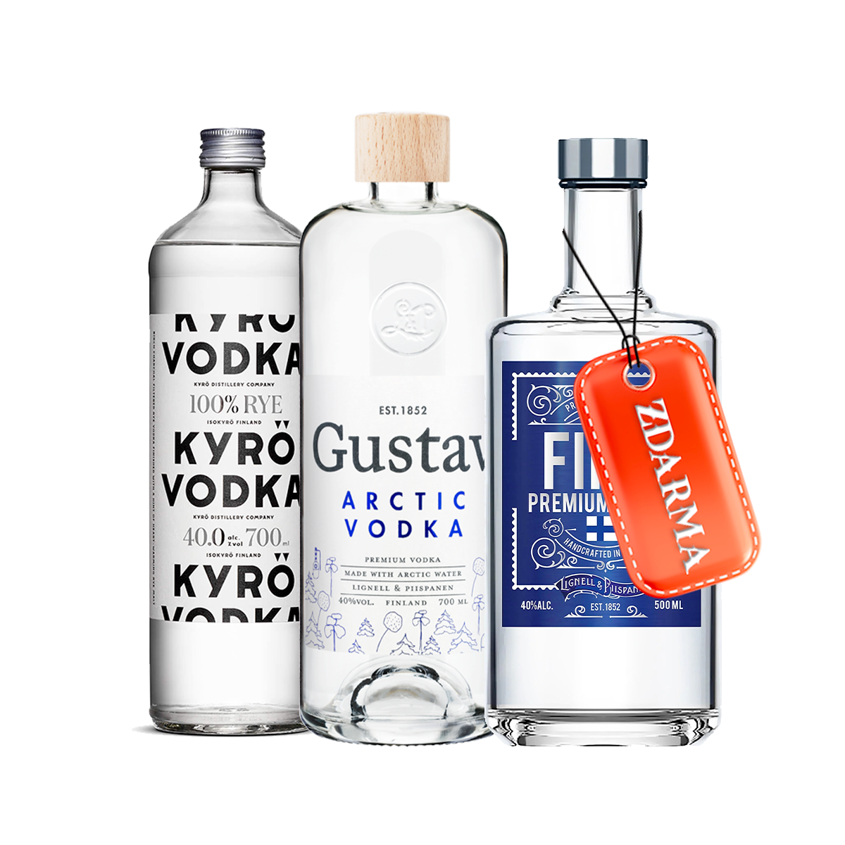 3 Ryze Finské Vodky za cenu 2 - Kyrö Vodka, Gustav Arctic Vodka, FINN Vodka